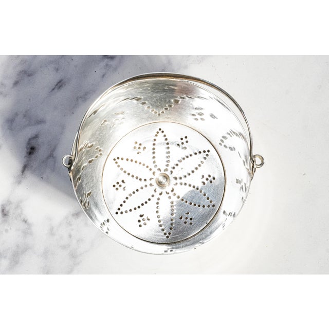 Charming Antique English Silverplate Ice Bucket Novelty Coopered Pail Original Strainer Edwardian Barware Home Decor For Sale - Image 11 of 18