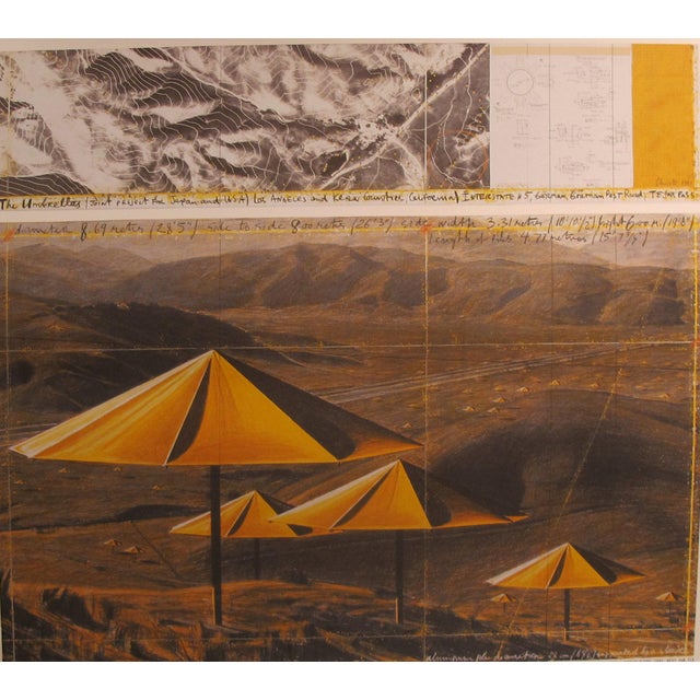 1991 German Exhibition Poster, Christo, the Yellow Umbrellas Chairish