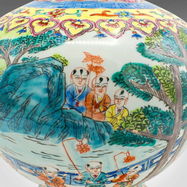 1940s Vintage Art Deco Chinese Ceramic Oriental Baluster Vase For Sale - Image 10 of 13