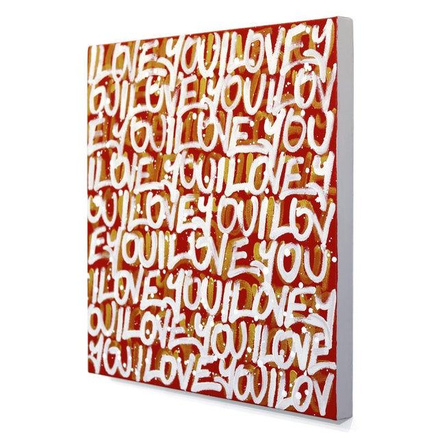 Goldie - Abstract Fiery 'I Love You' Graffiti Mixed Media Painting on Canvas Original Artwork by Amber Goldhammer For Sale In Los Angeles - Image 6 of 9