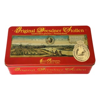 Vintage German Dresden Tin Cookies Box For Sale