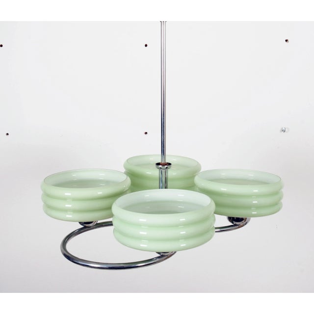 1940s Art Deco Style Green Ceiling Light For Sale - Image 5 of 12