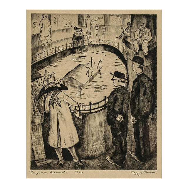 Peggy Bacon, Drypoint Etching "Penguin Island" 1926 For Sale