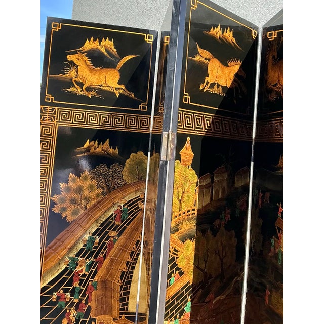 Vintage Asian 8 Panel Coromandel Screen For Sale - Image 9 of 12