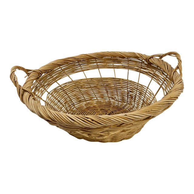 Vintage Large Loose Weave Gathering Basket For Sale