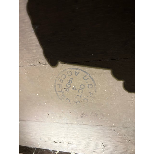 American 1909 Us Postal Antique Federal Work Table Desk - Stamped For Sale - Image 3 of 5