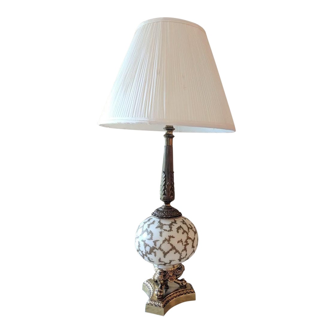Vintage 1960 S Brass And Antique White Glass Lamp Chairish