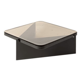 Alwa Square One Super Big Side Table with Transparent Top and Black Base by Sebastian Herkner for Pulpo For Sale