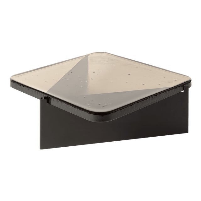 Alwa Square One Super Big Side Table with Transparent Top and Black Base by Sebastian Herkner for Pulpo For Sale