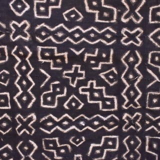 Late 20th Century Vintage Black Mudcloth Textile 59x29 Inch For Sale