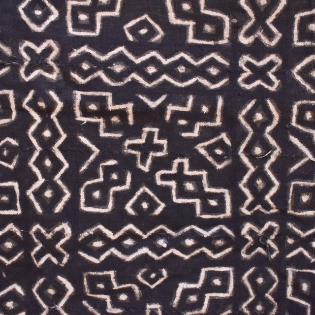 Late 20th Century Vintage Black Mudcloth Textile 59x29 Inch For Sale