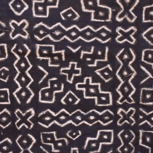 Vintage Black Mudcloth Textile 59x29 Inch