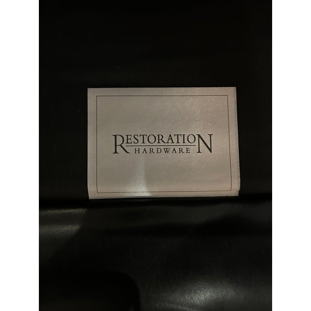 Black Restoration Hardware Black Leather Library Lounge Chair With Brass Studs For Sale - Image 8 of 8
