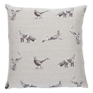 From the Field Country Linen Regular Tapestry Cushion With Feather Filler - 46x46cm (18"x18") For Sale