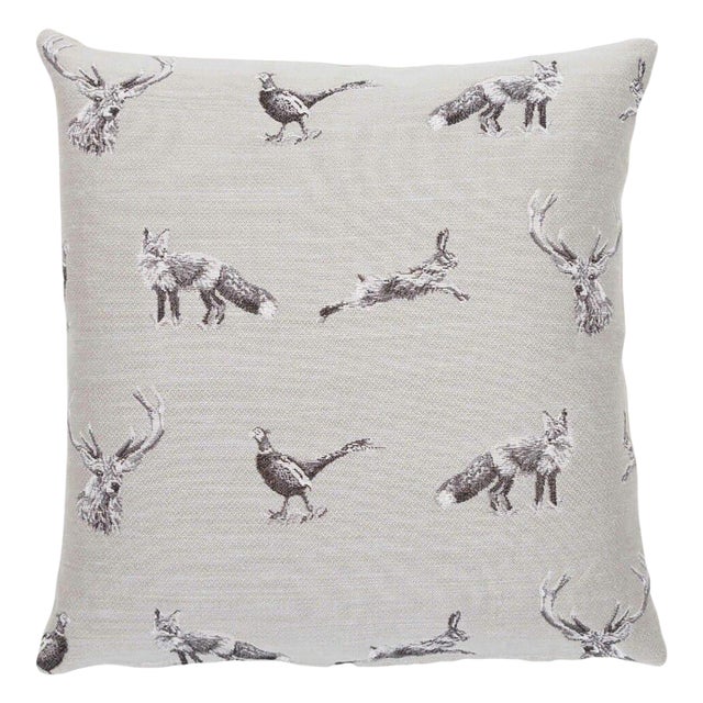 From the Field Country Linen Regular Tapestry Cushion With Feather Filler - 46x46cm (18"x18") For Sale