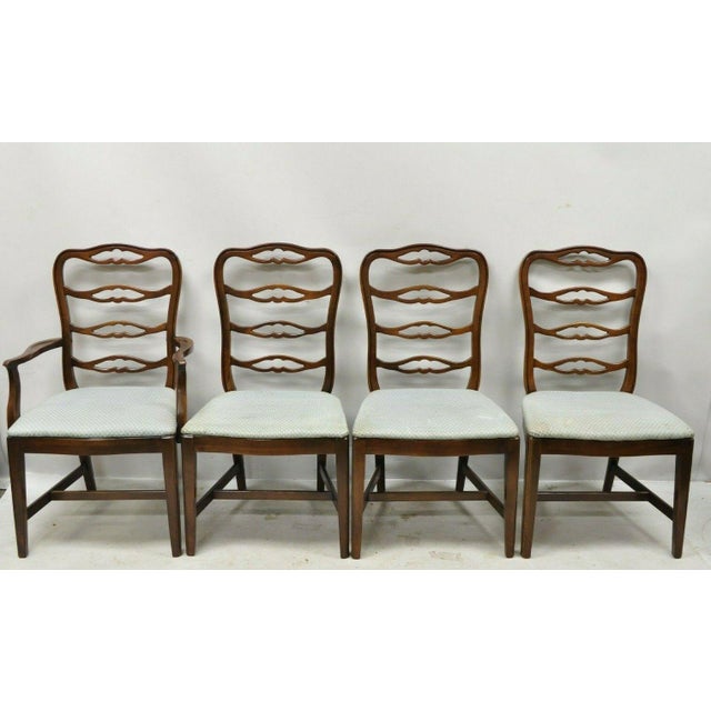 Vintage Thomasville Mahogany Ladderback Ribbon Back Dining Chairs Set
