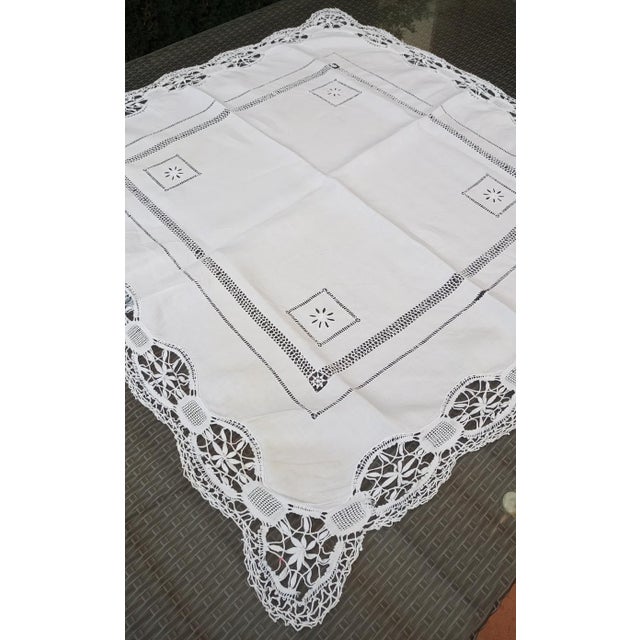 Antique Embroidered Tablecloth, 1890, Set of 6 For Sale - Image 10 of 17