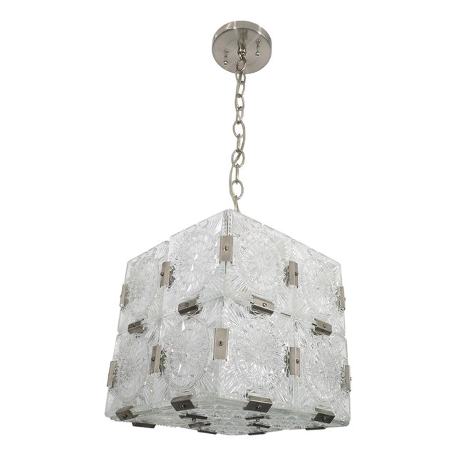 Molded glass tile chandelier by Kamenicky Senov For Sale