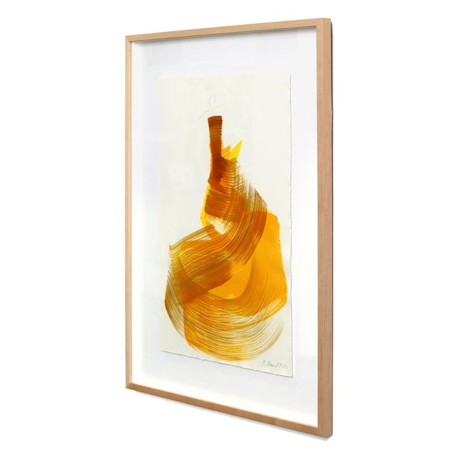 Abstract The Caramel Dress 1 - Framed Original Figurative Abstract Ink Painting on French Linen Paper For Sale - Image 3 of 7