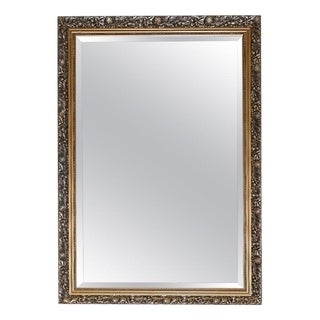 Vintage Silver and Gold Bevelled Mirror, 1940s For Sale