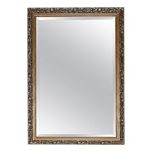 Vintage Silver and Gold Bevelled Mirror, 1940s For Sale