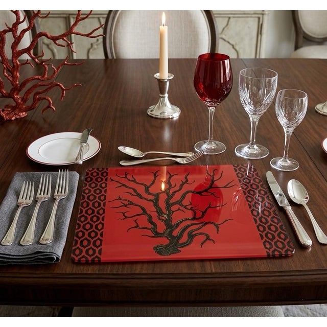 Red Vintage Florentine Red Coral Lacquered Cork Placemat – Handmade in Firenze, Italy For Sale - Image 8 of 10