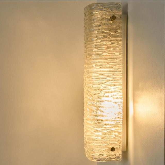 Structured Wave Glass and Brass Wall Light from Kaiser, 1970s For Sale - Image 12 of 18