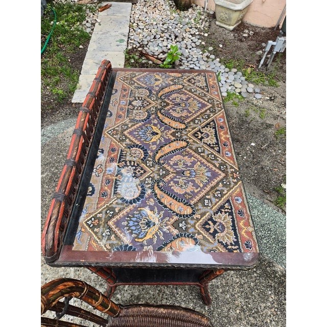 Early 20th Century Rare Signed Karpen Furniture Arts & Crafts Woven Reed Desk & Chair For Sale - Image 12 of 14