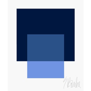 The Interaction of Navy Blue and French Blue Fine Art Print 40" X 50" by Liz Roache For Sale