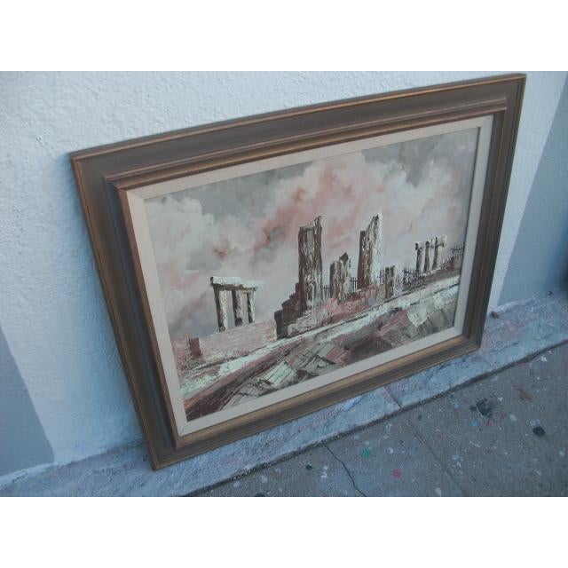 Mid Century Modern Surrealist Architectural Landscape I For Sale - Image 4 of 8