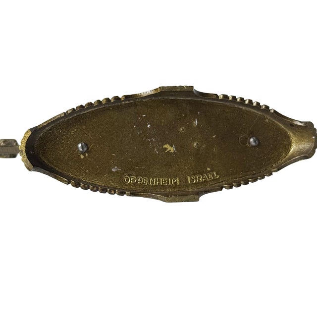 Brass Mid-Century Oppenheim Israel Cast Brass Hanukkah Menorah For Sale - Image 8 of 9