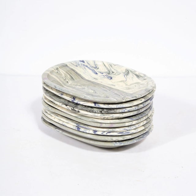 Gray 1950s Set of 23 Dinner/Platter/Salad Plates, Service for 8 Signed Jurg Lanrein For Sale - Image 8 of 13