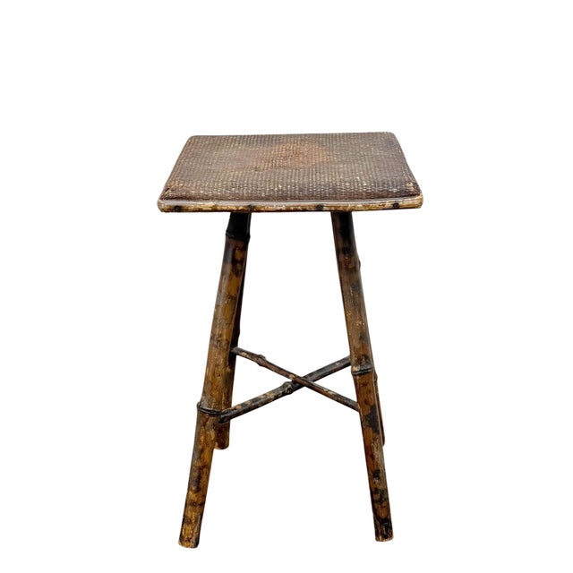 Late 19th Century Late 19th Century English Bamboo Stand With Raffia Top For Sale - Image 5 of 8