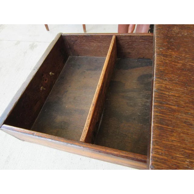 Antique English Oak Pembroke Drop-Leaf Side Table With Drawer, Circa 1880–1900 For Sale - Image 4 of 11