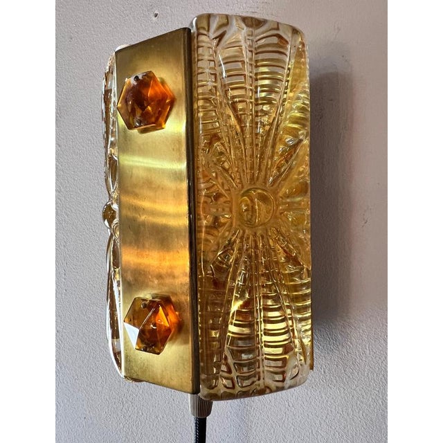 Glass and Brass Wall Lamp from Vitrika For Sale - Image 6 of 10
