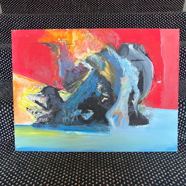 Original Abstract Acrylic Triptych by Elise Friederike, 1989 For Sale - Image 4 of 12