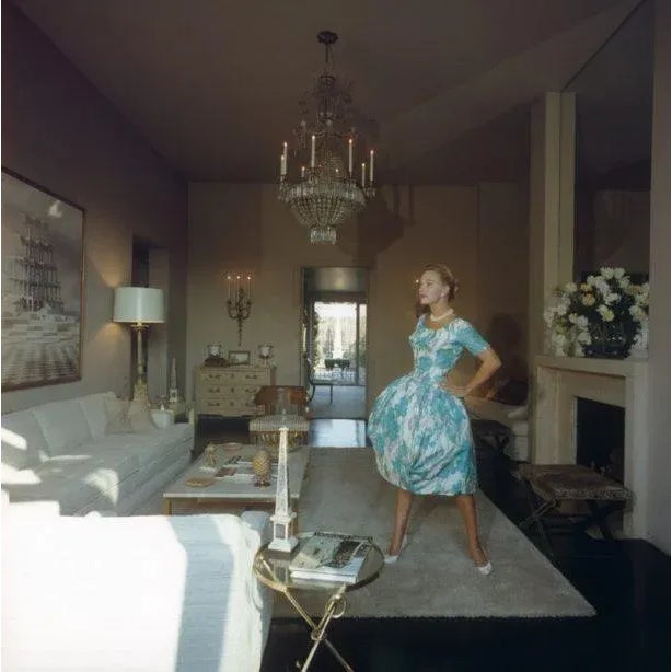 San Diego Home 1956 A woman in a day dress in the sitting room of a house in San Diego, California, October 1956. (Photo...