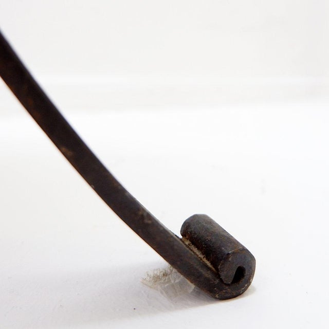 Industrial Brutalist Bar Stools in Oak and Wrought Iron, 1960s, Set of 2 For Sale - Image 3 of 14