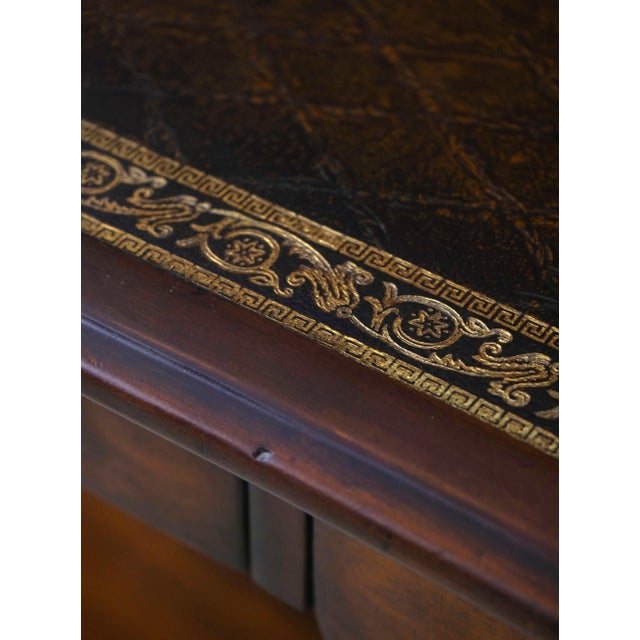 Brown Theodore Alexander Leather Top Mahogany Faux Book Desk For Sale - Image 8 of 18