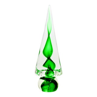 Green 9" Murano Art Glass Tree For Sale