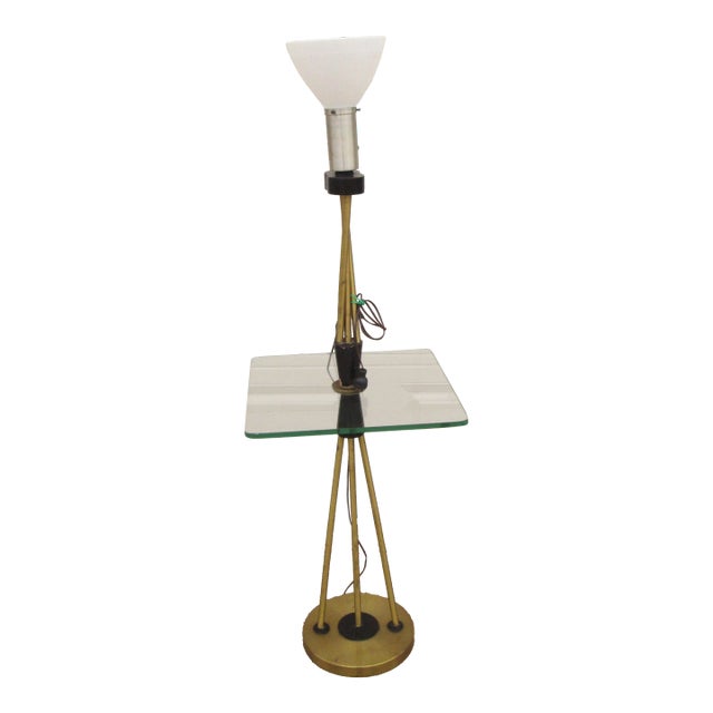 Gerald Thurston Attributed Floor Lamp and Glass Table For Sale