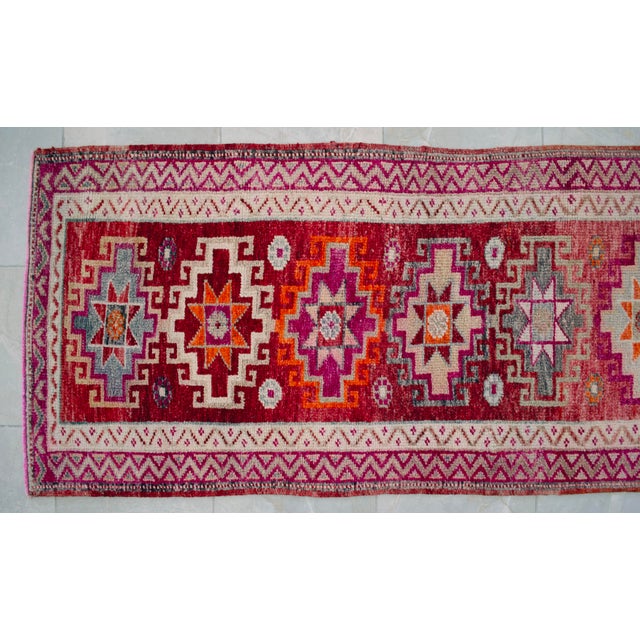 Hand-Knotted Kurdish Runner Rug . Tribal Long Runner Rug - 2′10″ × 14′5″ For Sale - Image 9 of 14
