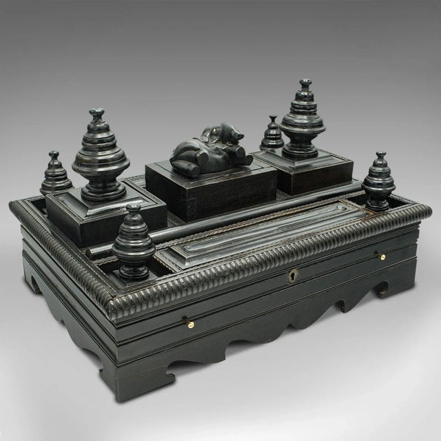 1850s Victorian Antique Decorative Desk Stand, Indian, Ebony, Colonial Writer's Tidy For Sale - Image 10 of 10