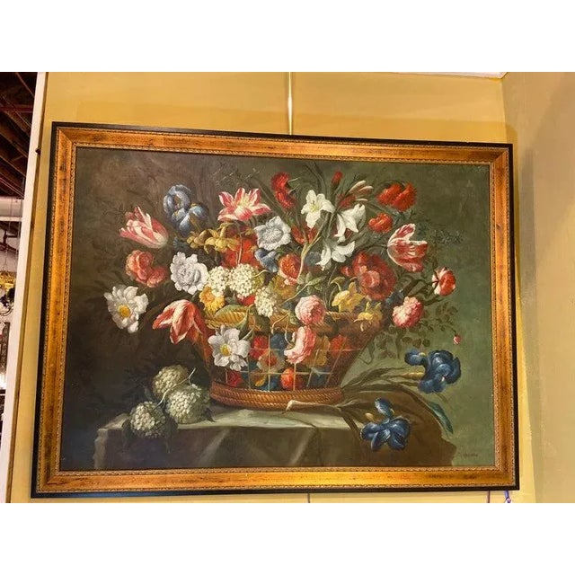 Still Life Flower Bouquet Oil on Canvas, Modern Style, Framed, 1980s For Sale In New York - Image 6 of 12