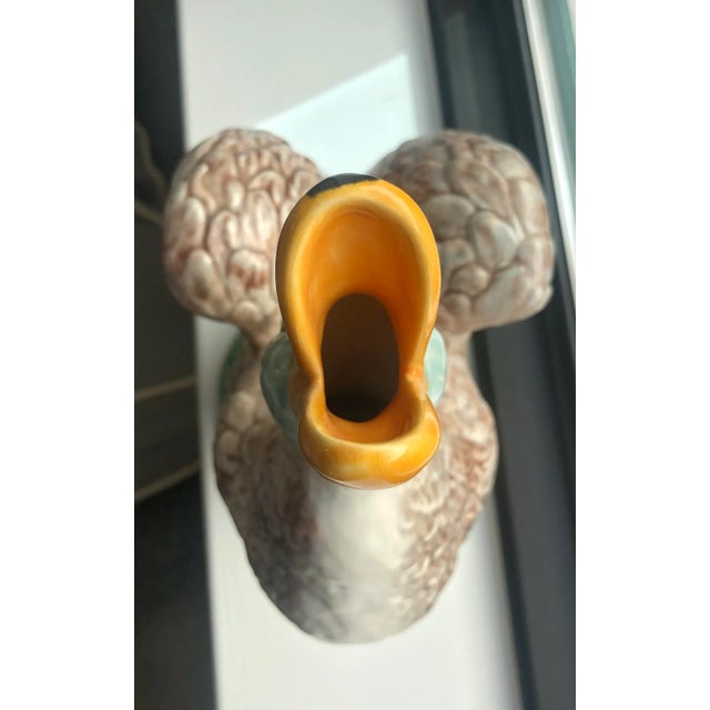 Ceramic Vintage Bordallo Pinheiro Large Mallard Duck Ewer For Sale - Image 7 of 12