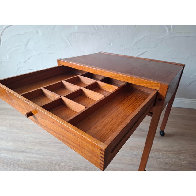 Modern Danish Sewing Trolley in Teak, 1960 For Sale - Image 3 of 7
