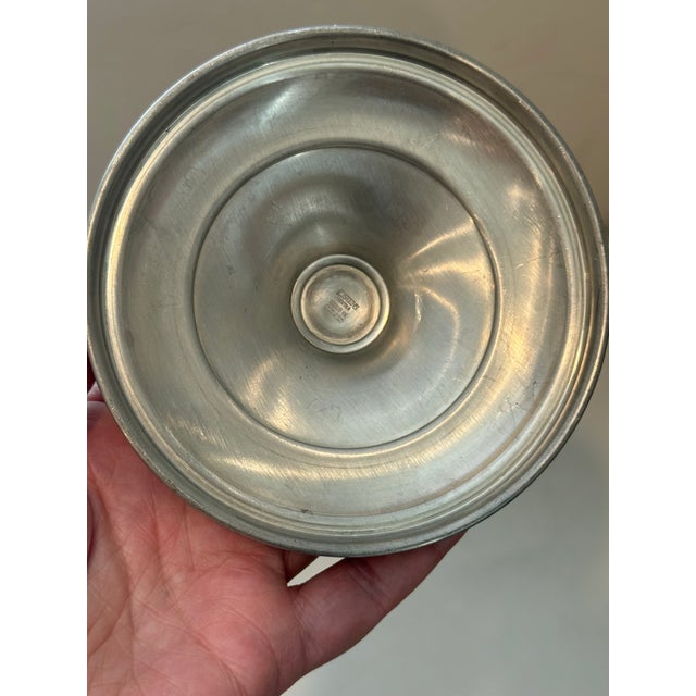 Pair of Josten's Pewter Candleholders Made in England Star Engraved For Sale - Image 4 of 11