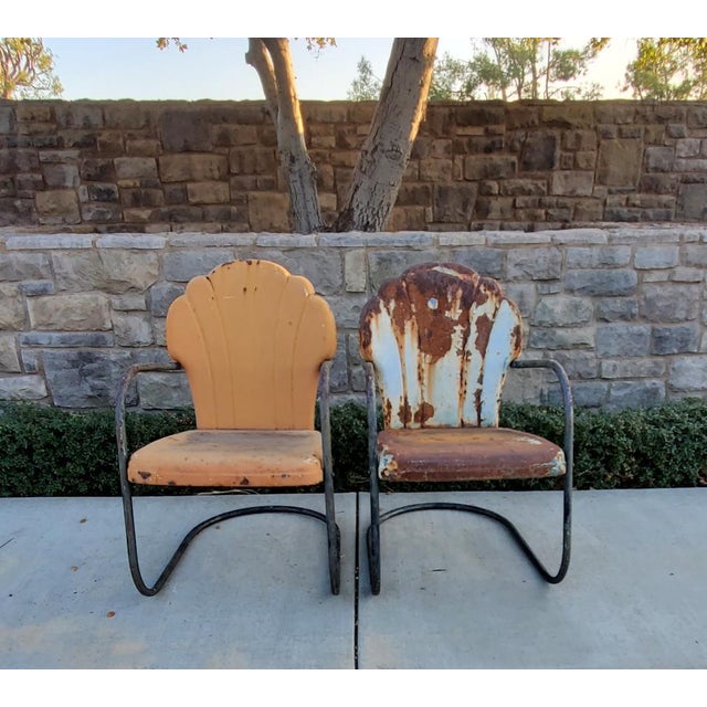 1940s 1940s Shellback Metal Patio Chairs - Set of 2 For Sale - Image 5 of 12