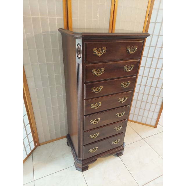 Traditional Vintage Ethan Allen Georgian Court Collection Solid Cherry Lingerie Chest. For Sale - Image 3 of 13