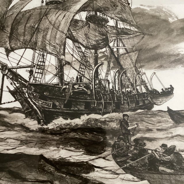 Printmaking Materials Vintage Etching “ Boats Away “ by Jack Coughlin With Certificate of Authenticity Circa 1977 For Sale - Image 7 of 12